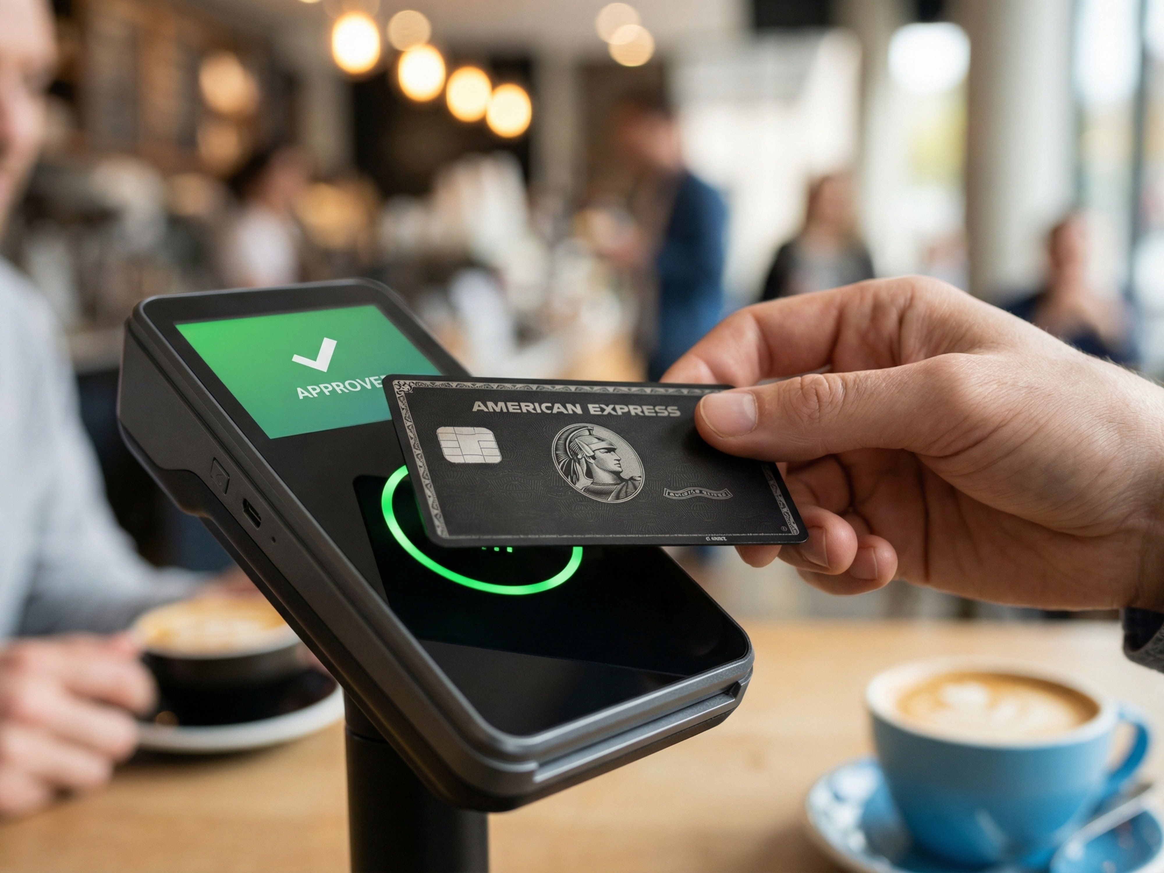 Kontaktlose Kartenzahlung mit American Express an der Hotelrezeption